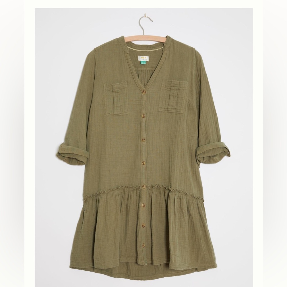 ANTHROPOLOGIE MAEVE | Katie textured utility tunic in moss | us size 6 - Picture 14 of 15